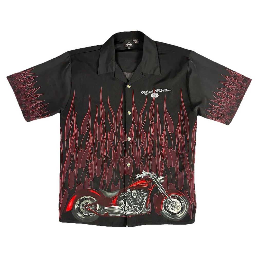 Vtg Star Motorcycles Shirt Men's Size XL  Flame Dice High‎ Rollers VTG Biker